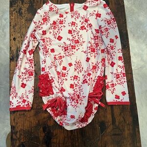SweetHoney Red and White Floral Swimsuit